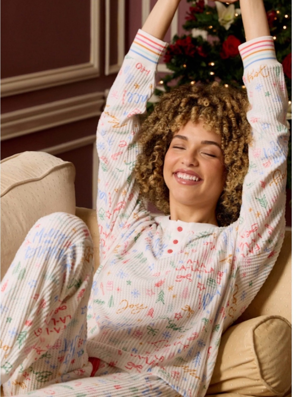 Pj Salvage Ski Jammie Classics Fa La La Pajama Set Size XL Comfort Nordstrom - Picture 5 of 6